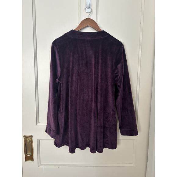 Natori Soft Fleece Pajama Top Womens Size XL Purple Cozy Comfortable - Picture 2 of 8